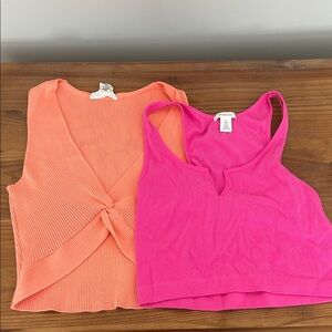 Bozzolo Vibrant Pink and Orange Crop Tops